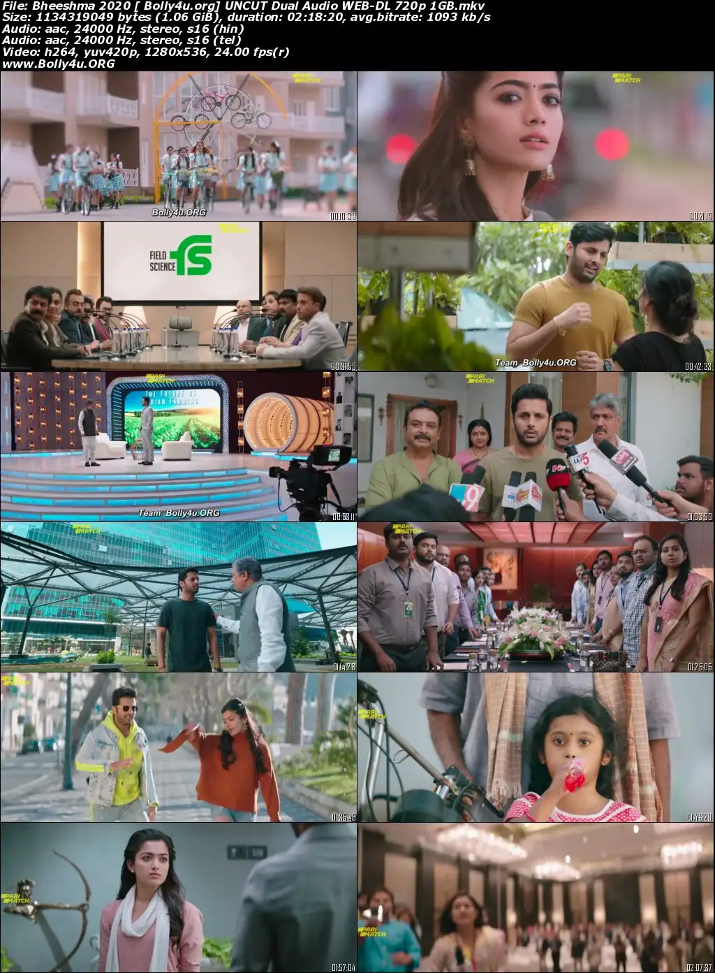 Bheeshma 2020 WEB-DL 450Mb Hindi HQ Dual Audio 480p Download
