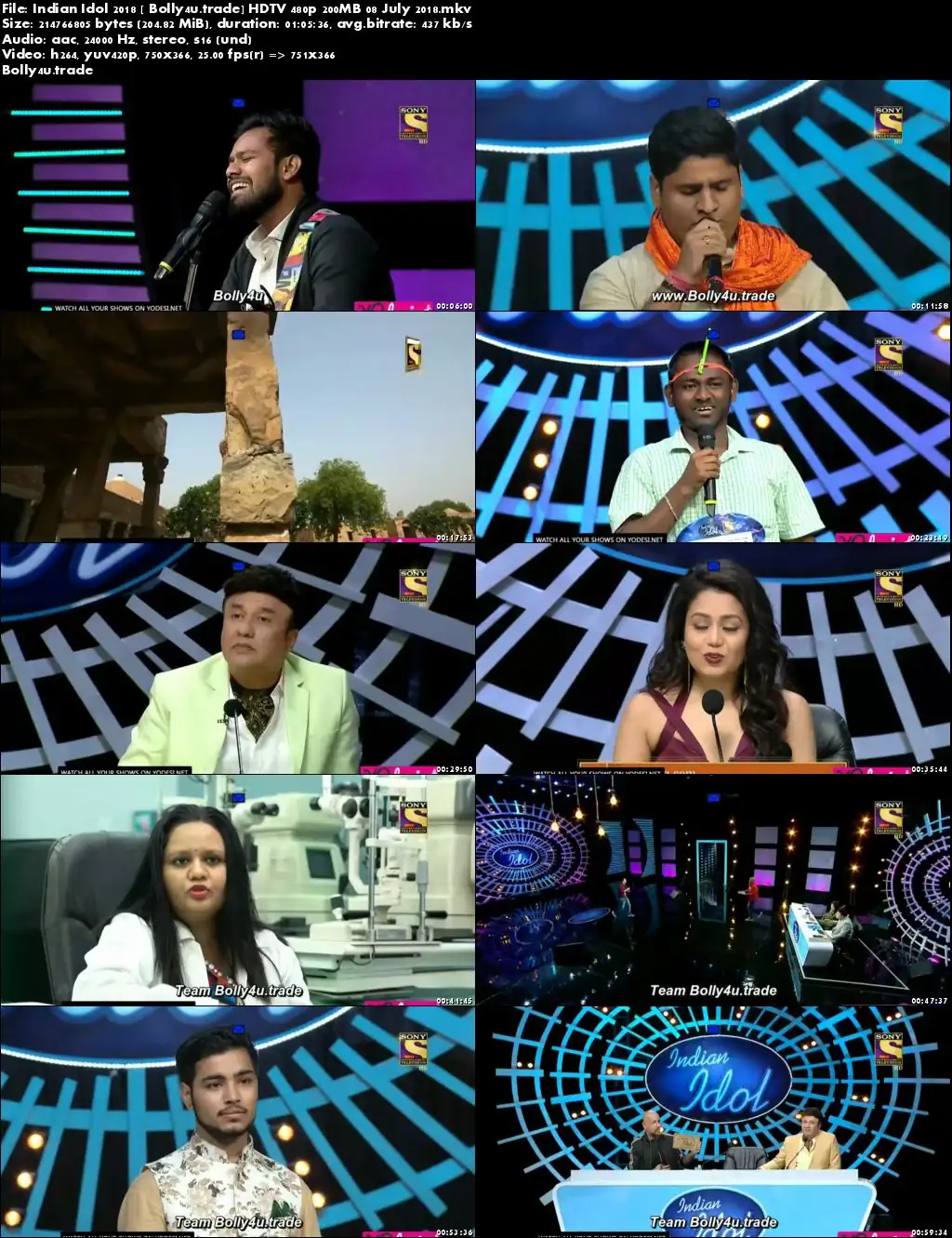 Indian Idol 2018 HDTV 480p 200MB 08 July 2018 Download Indian Idol 2018 HDTV 480p 200MB 08 July 2018 Download