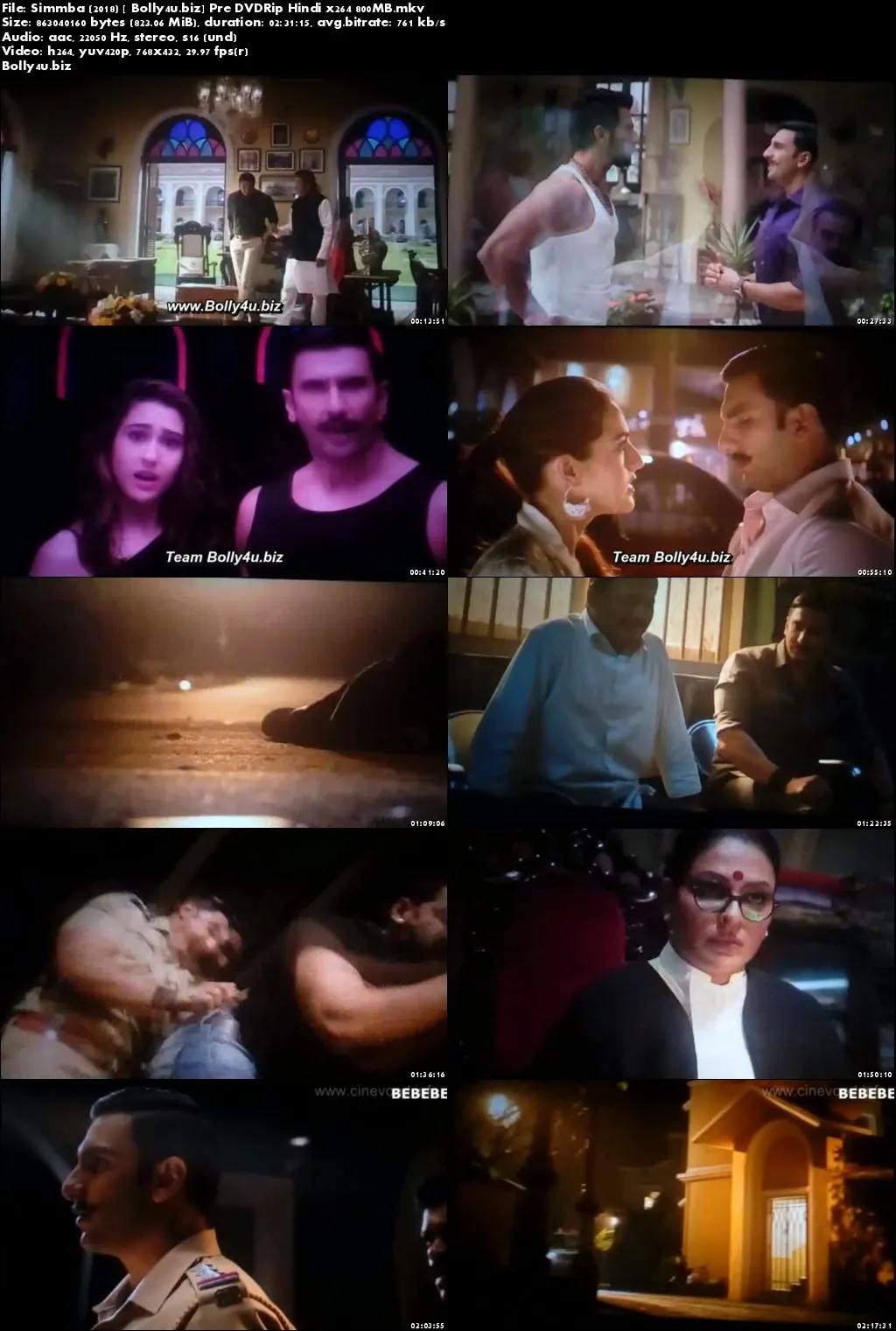 Simmba 2018 Pre DVDRip 400Mb Full Hindi Movie Download 480p