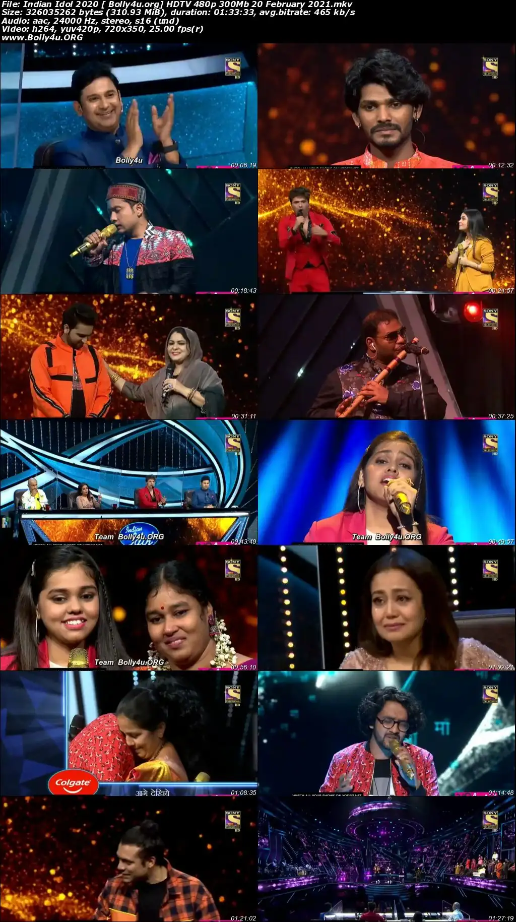 Indian Idol 2021 HDTV 480p 300Mb 20 February 2021 Download Indian Idol 2021 HDTV 480p 300Mb 20 February 2021 Download