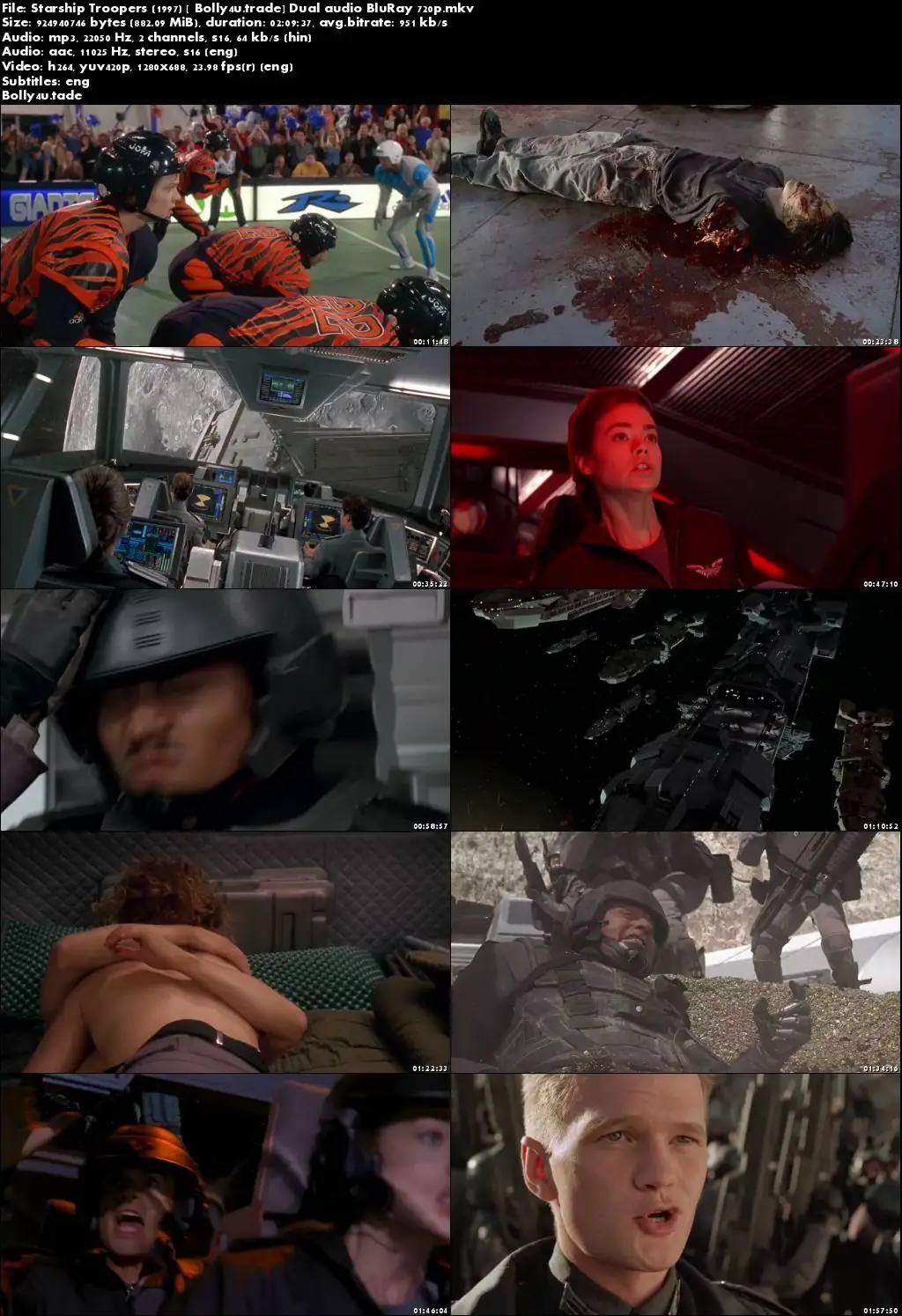 Starship Troopers 1997 BluRay 850MB Hindi Dual Audio 720p Download