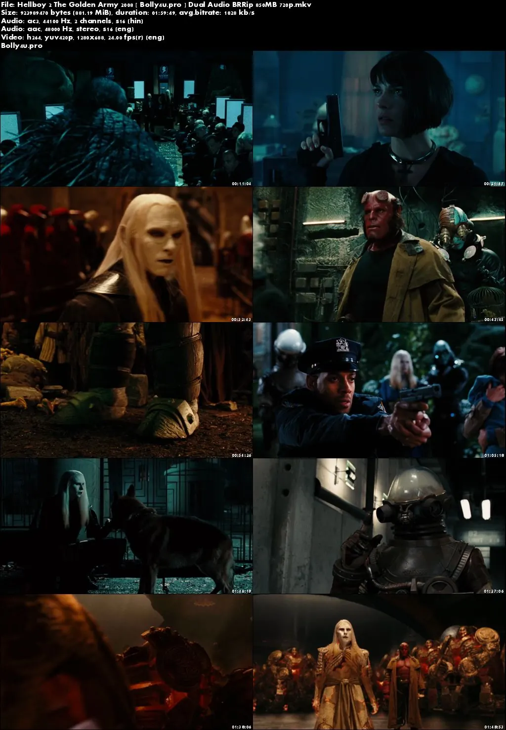 Hellboy 2 The Golden Army 2008 BRRip 850MB Hindi Dual Audio 720p Download