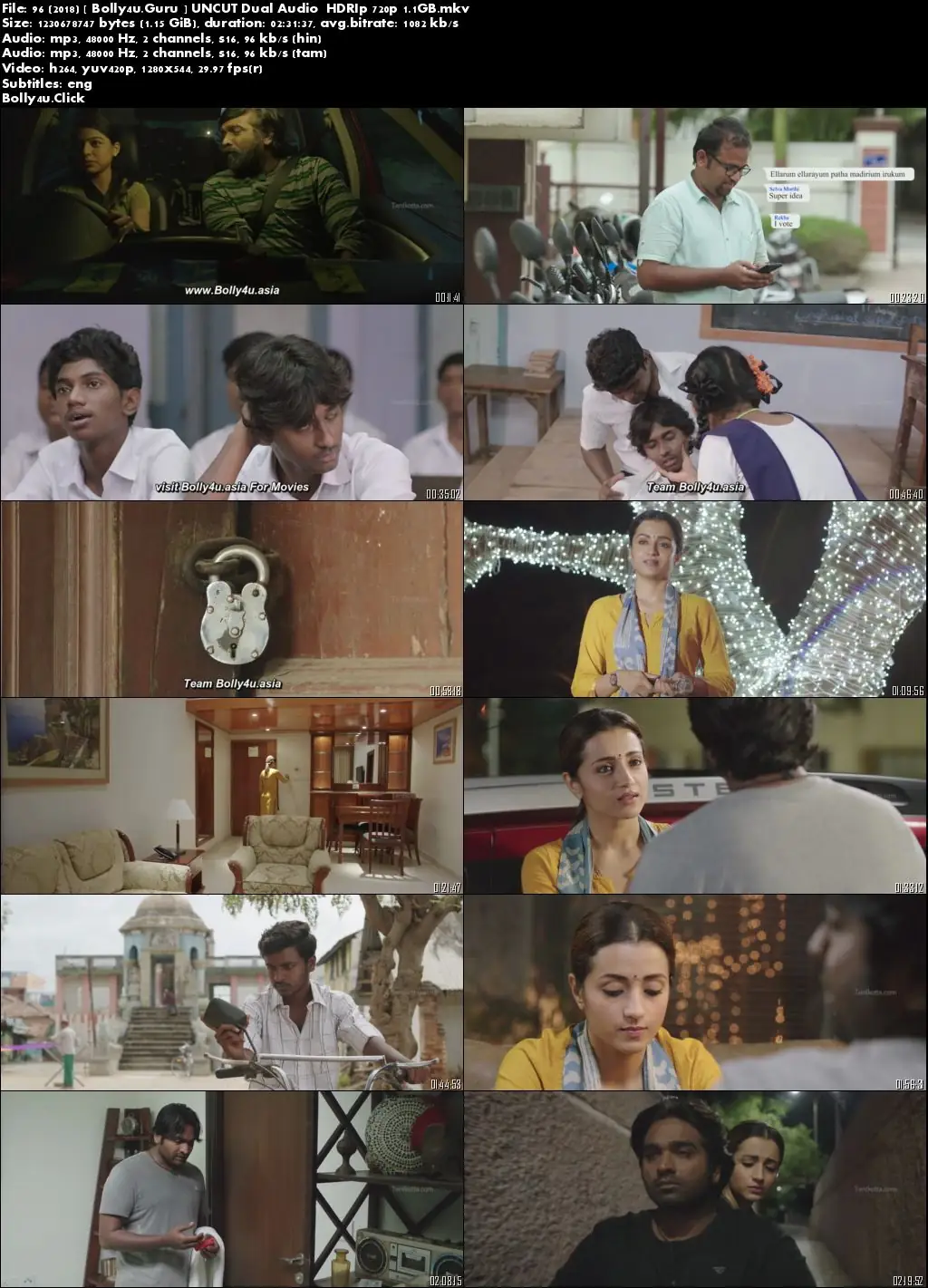 96 (2018) HDRip 1.1GB UNCUT Hindi Dual Audio 720p Download