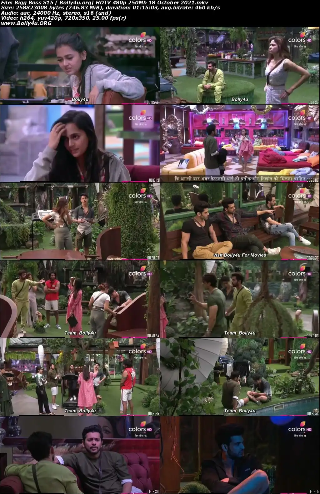 Bigg Boss S15 HDTV 480p 250Mb 18 October 2021 Download