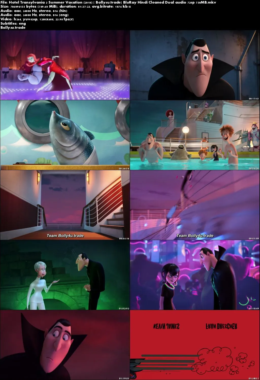 Hotel Transylvania 3 Summer Vacation 2018 BRRip 700Mb Hindi Dual Audio 720p Download