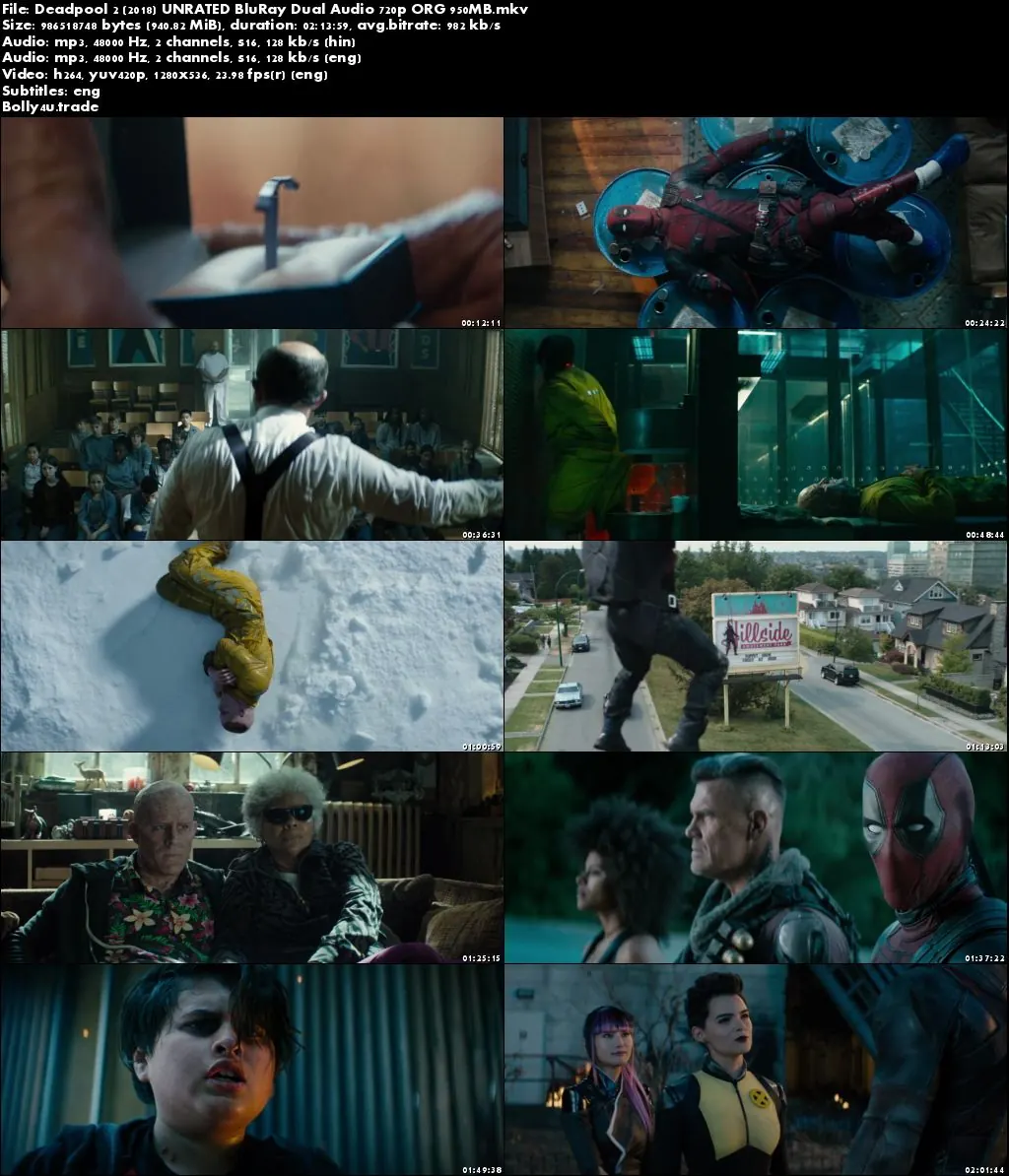 Deadpool 2 2018 BluRay 400MB UNRATED Hindi Dual Audio ORG 480p Download