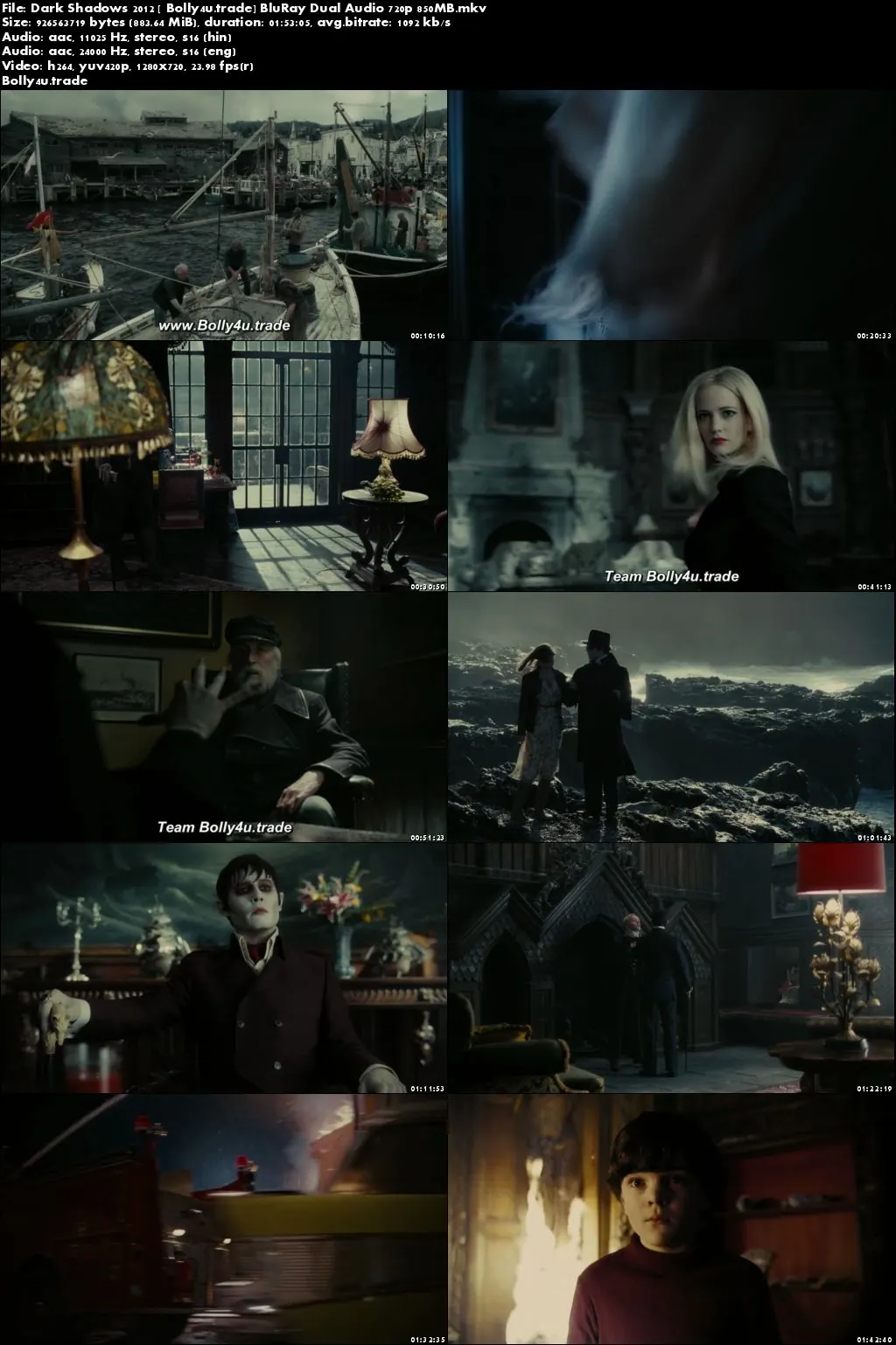 Dark Shadows 2012 BluRay 850MB Hindi Dual Audio 720p Download
