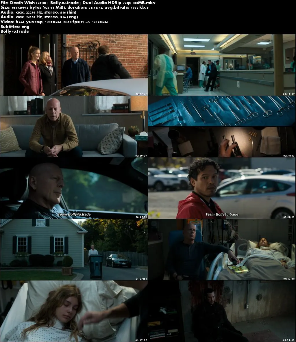 Death Wish 2018 HDRip 350Mb Hindi Dual Audio 480p Download