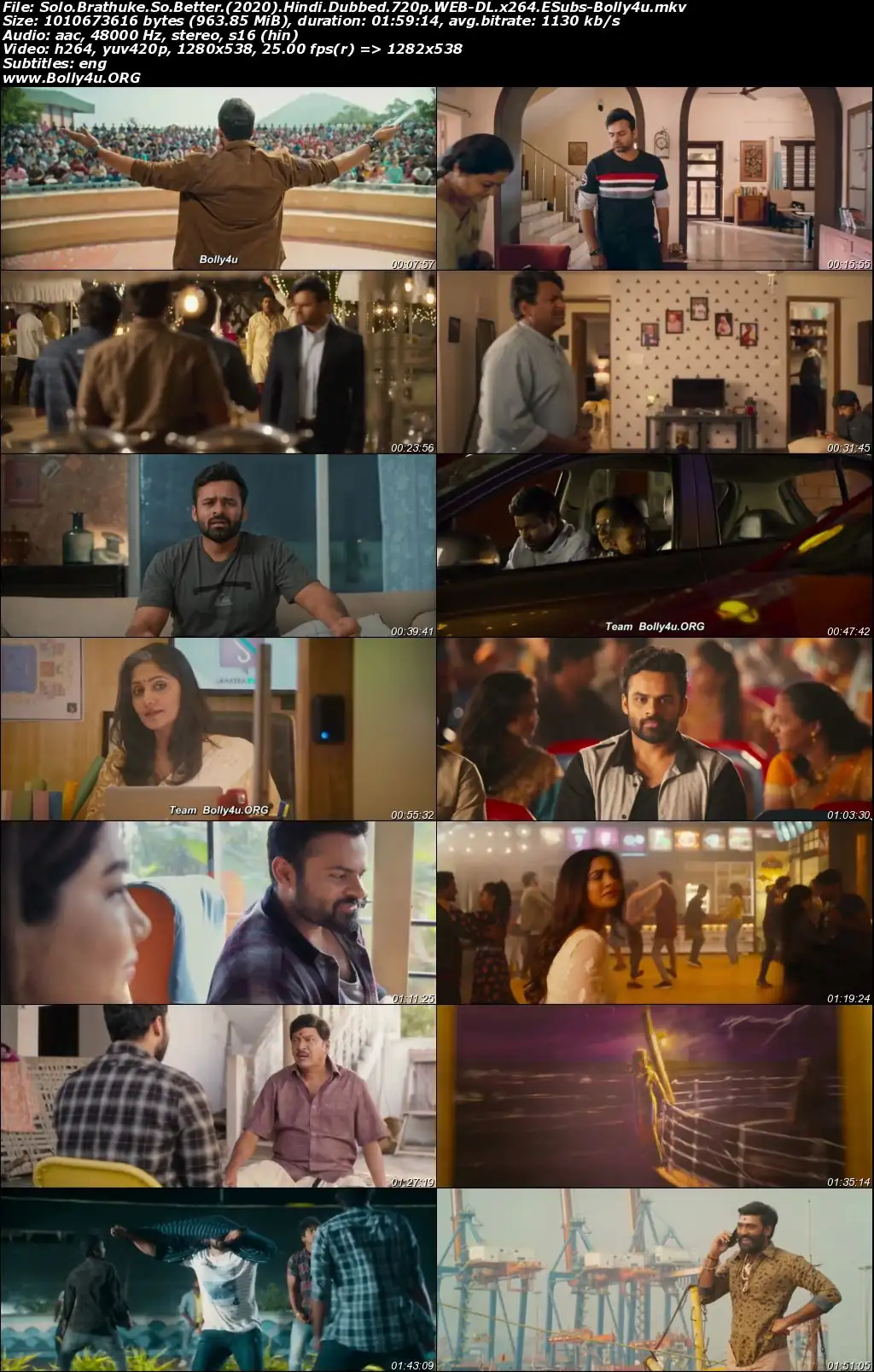 Solo Brathuke So Better 2020 HDRip 950MB Hindi Dubbed 720p still 1  Bolly4u Official