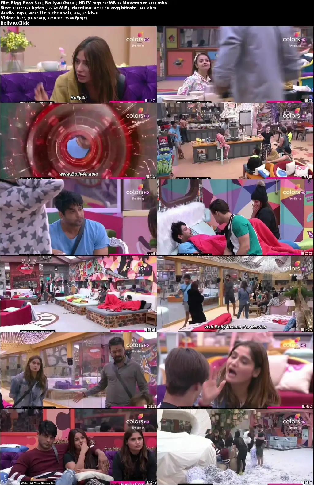 Bigg Boss S13 HDTV 480p 170MB 12 November 2019 Download