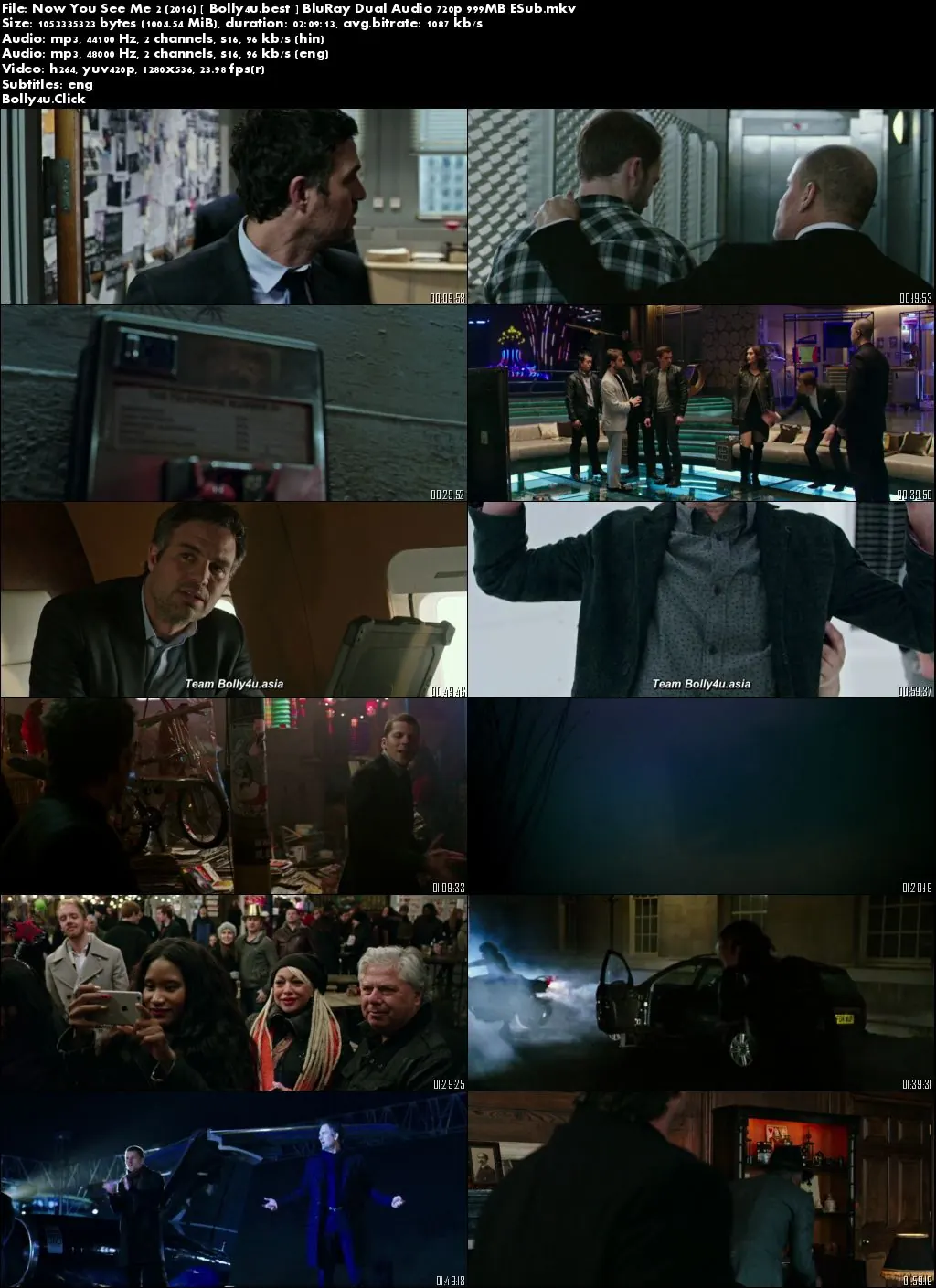 Now You See Me 2 2016 BluRay 999MB Hindi Dual Audio 720p ESub Download