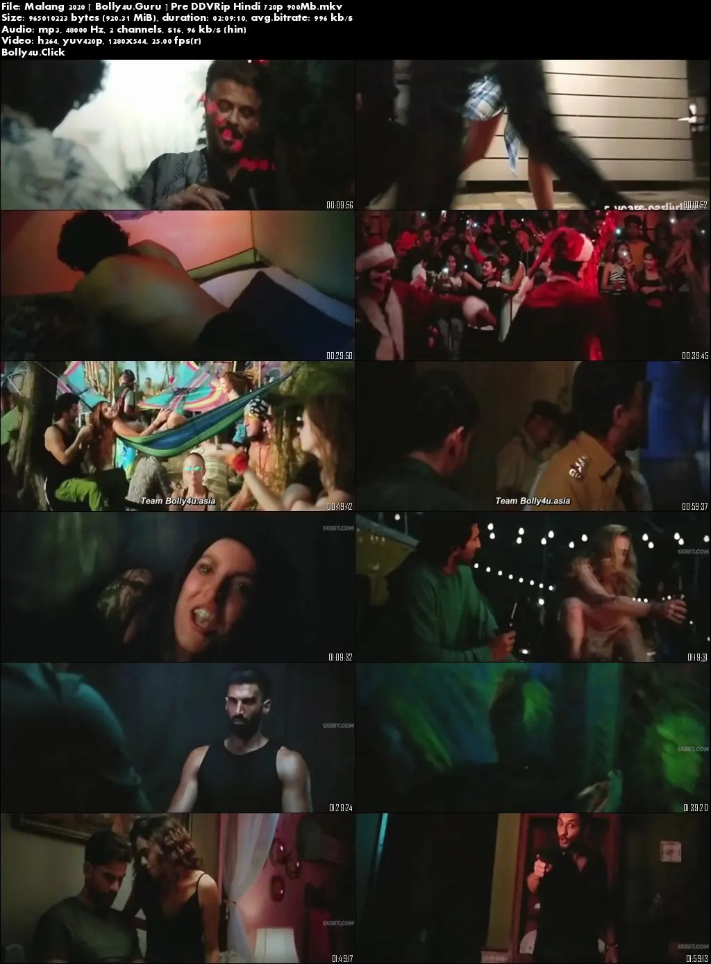 Malang 2020 Pre DVDRip 300MB Full Hindi Movie Download 480p