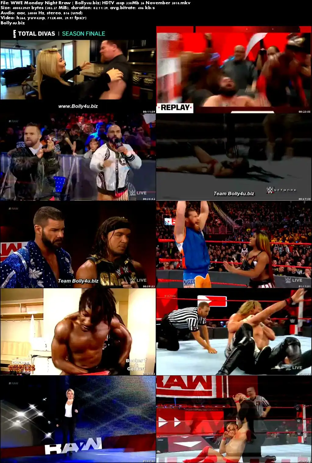 WWE Monday Night Rraw HDTV 480p 350Mb 26 November 2018 Download