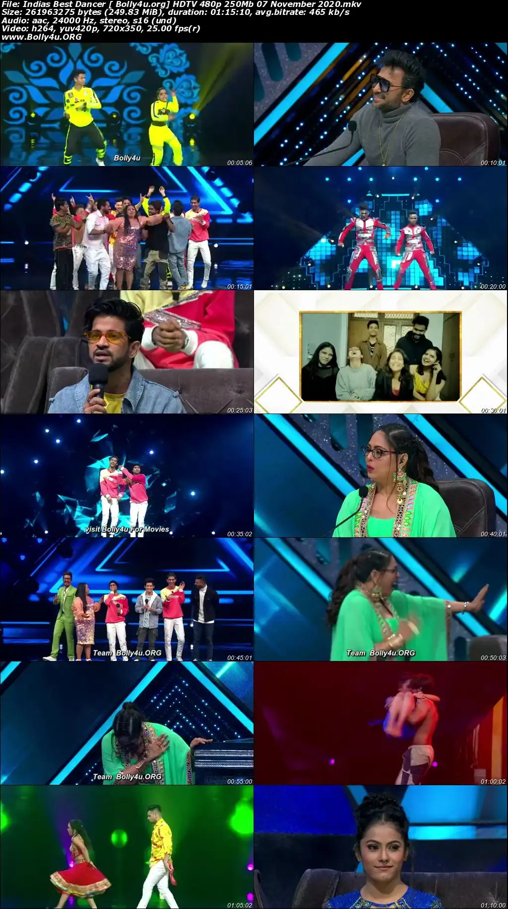 Indias Best Dancer HDTV 480p 250Mb 07 November 2020 Download