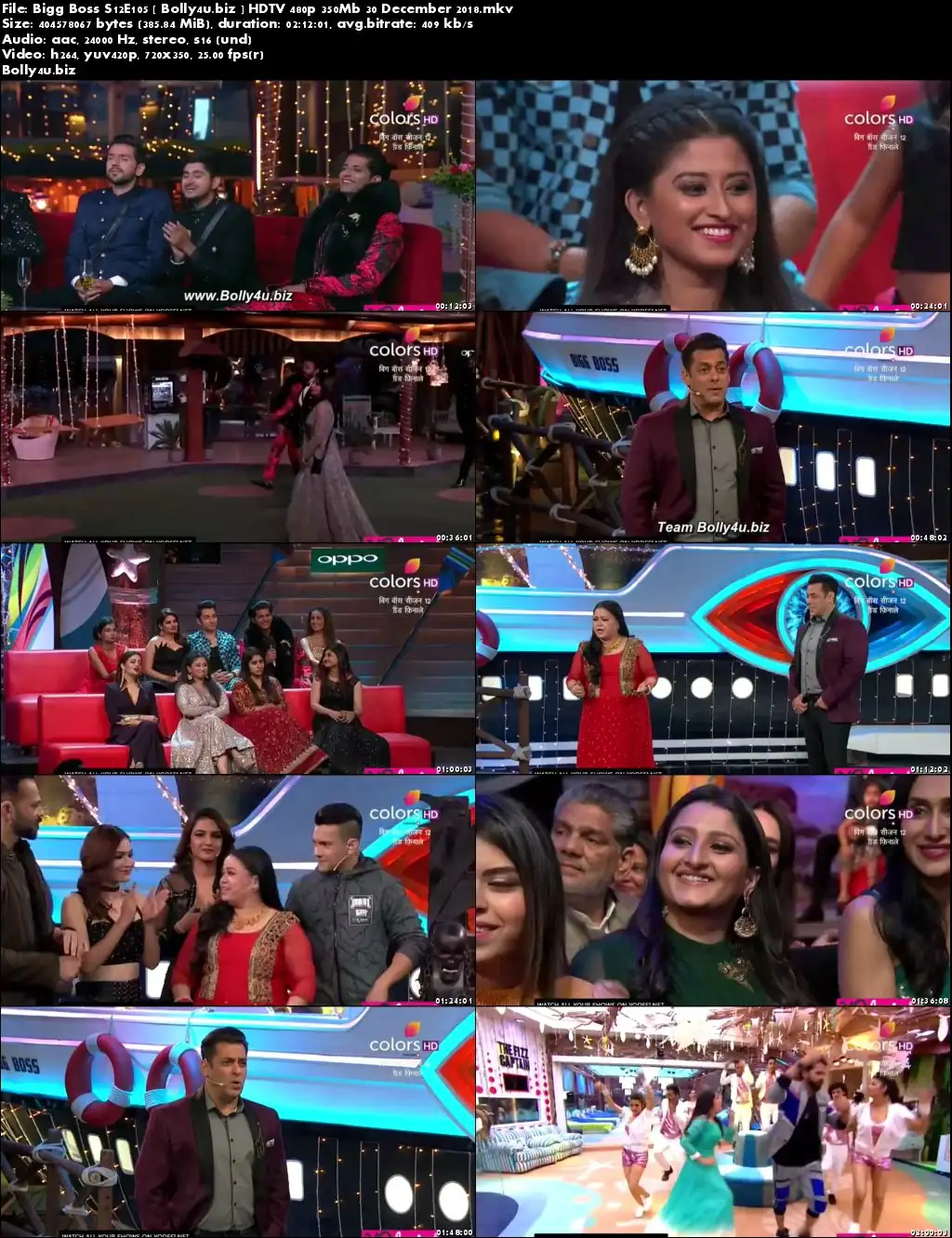 Bigg Boss S12E105 HDTV 480p 350Mb 30 December 2018 Download Bigg Boss S12E105 HDTV 480p 350Mb 30 December 2018 Download