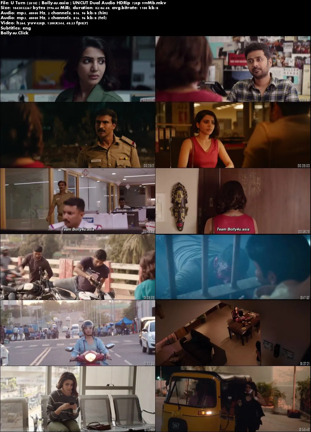 U Turn 2018 HDRip 999MB UNCUT Hindi Dual Audio 720p Download