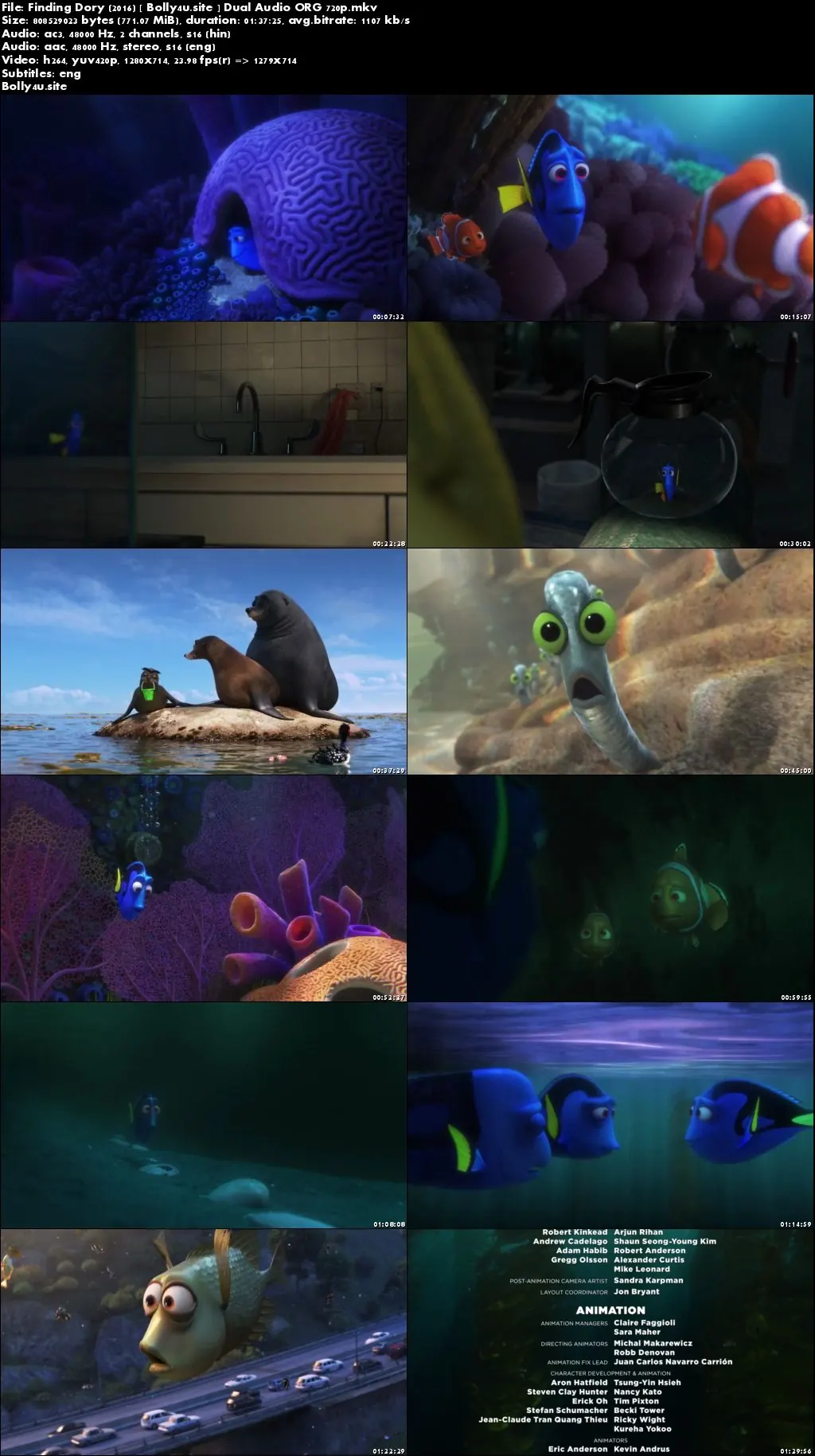 Finding Dory 2016 BRRip 750Mb Hindi Dual Audio ORG 720p Download