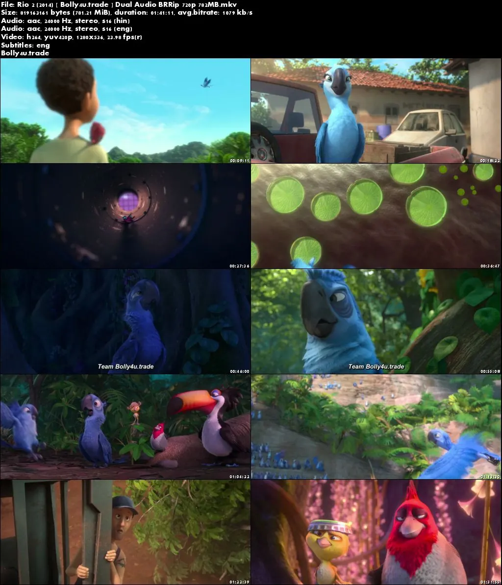 Rio 2 2014 BluRay 300MB Hindi Dual Audio 480p Download