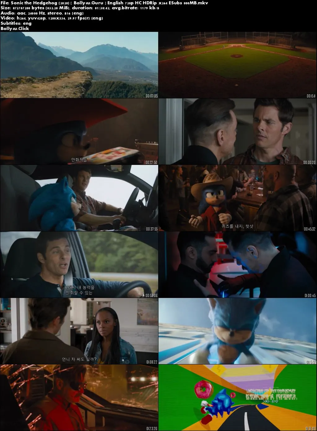 Sonic the Hedgehog 2020 HC HDRip 300MB English 480p ESub Download