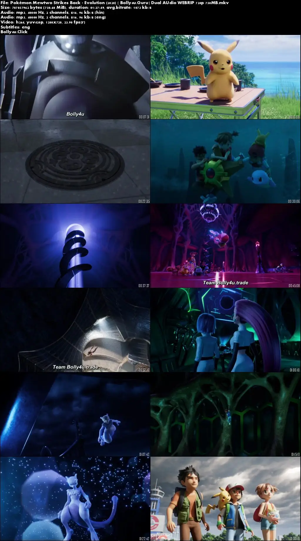 Pokémon Mewtwo Strikes Back Evolution 2020 WEB-DL 300MB Hindi Dual Audio 480p Download
