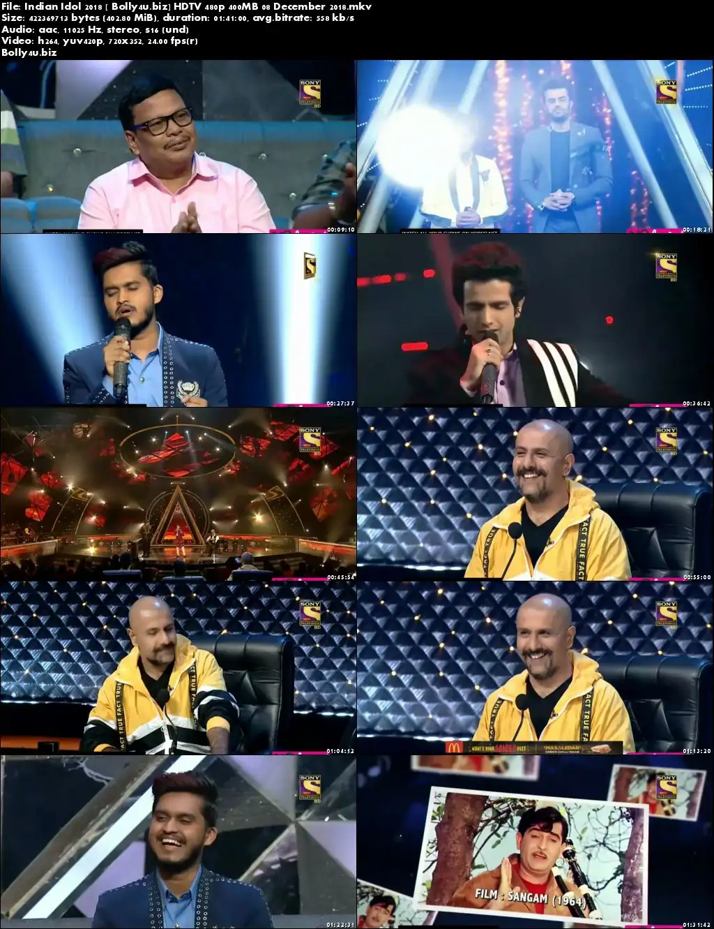 Indian Idol 2018 HDTV 480p 400MB 08 December 2018 Download Indian Idol 2018 HDTV 480p 400MB 08 December 2018 Download