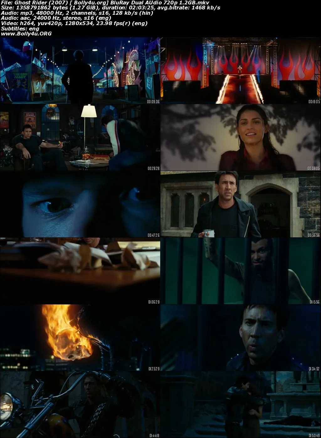 Ghost Rider 2007 BRRip 1.2GB Hindi Dual Audio ORG 720p ESub Download