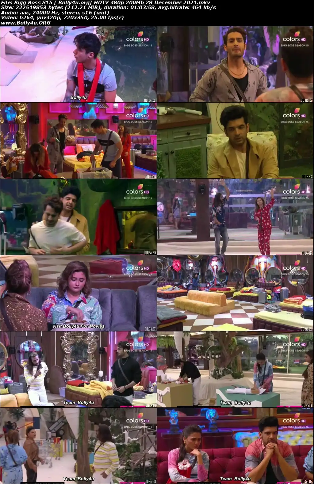 Bigg Boss S15 HDTV 480p 200Mb 28 December 2021 Download