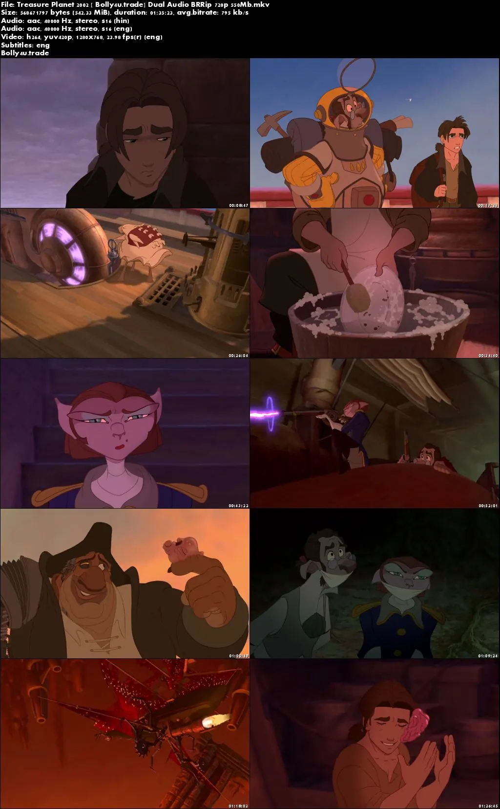 Treasure Planet 2002 BluRay 550Mb Hindi Dual Audio 720p Download