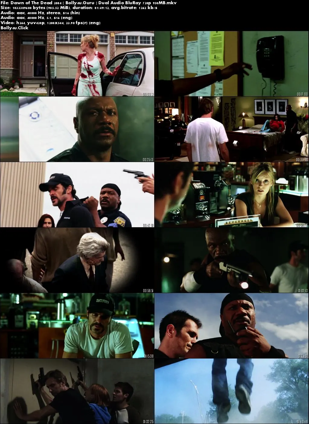 Dawn of The Dead 2004 BRRip 300Mb Hindi Dual Audio 480p Download