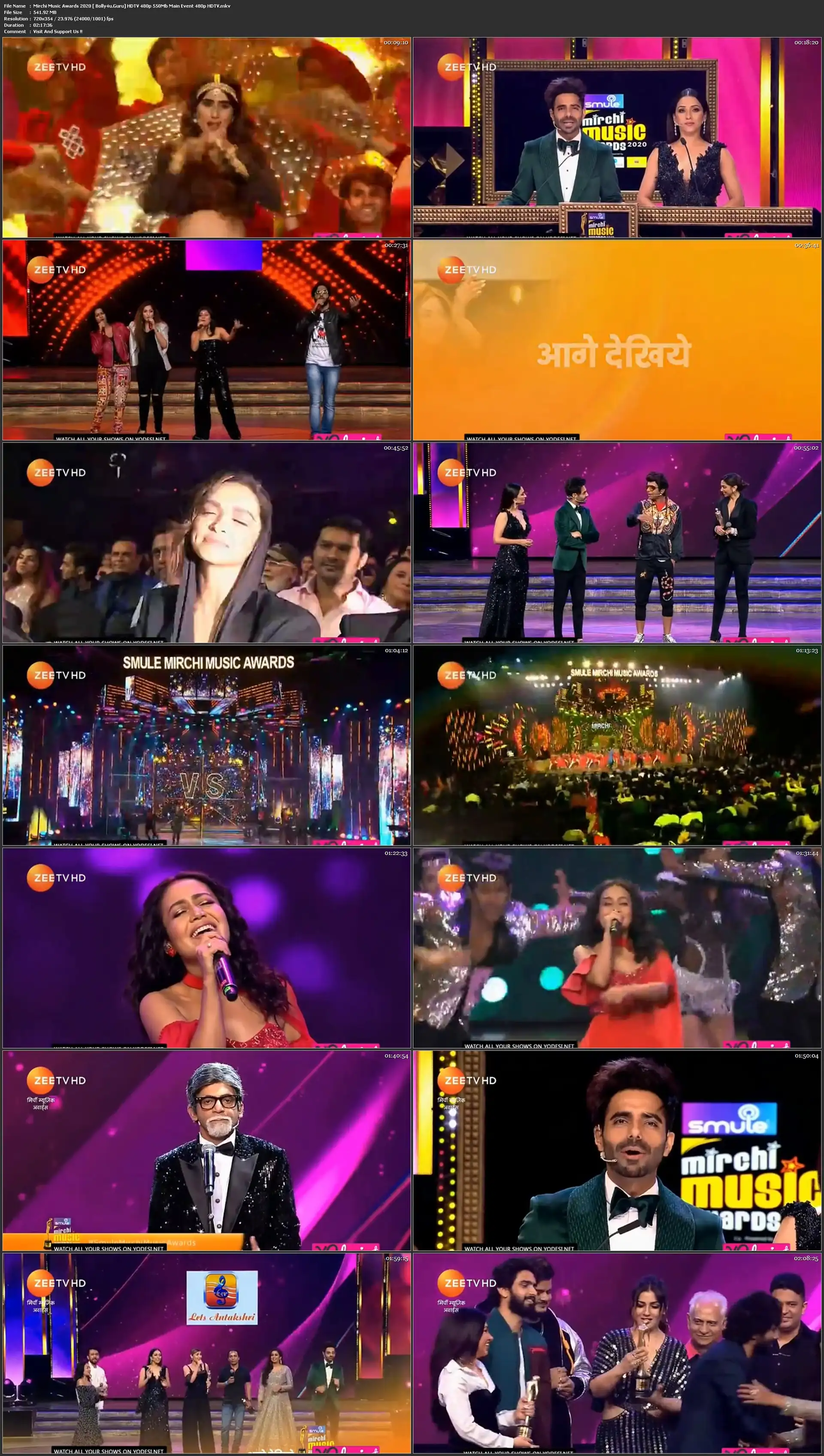 Mirchi Music Awards 2020 HDTV 480p 550Mb Main Event download