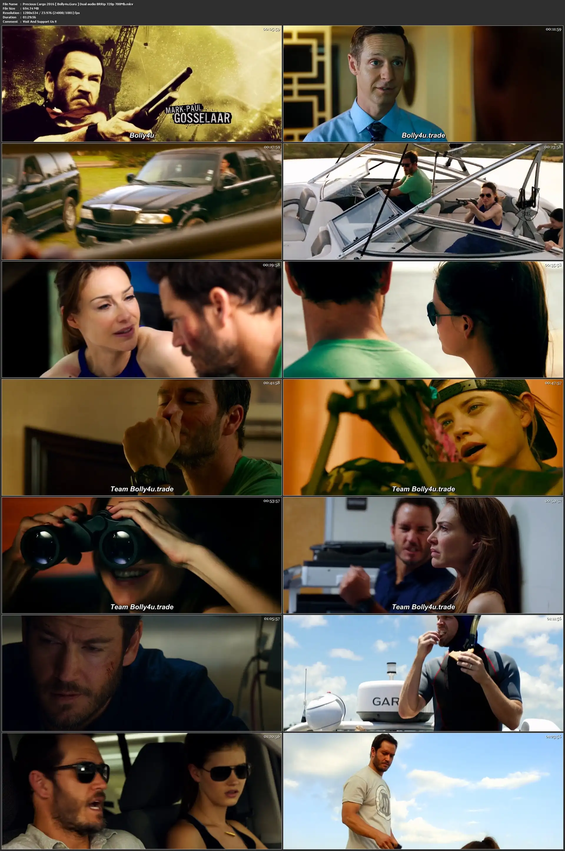 Precious Cargo 2016 BRRip 700Mb Hindi Dual Audio 720p Download