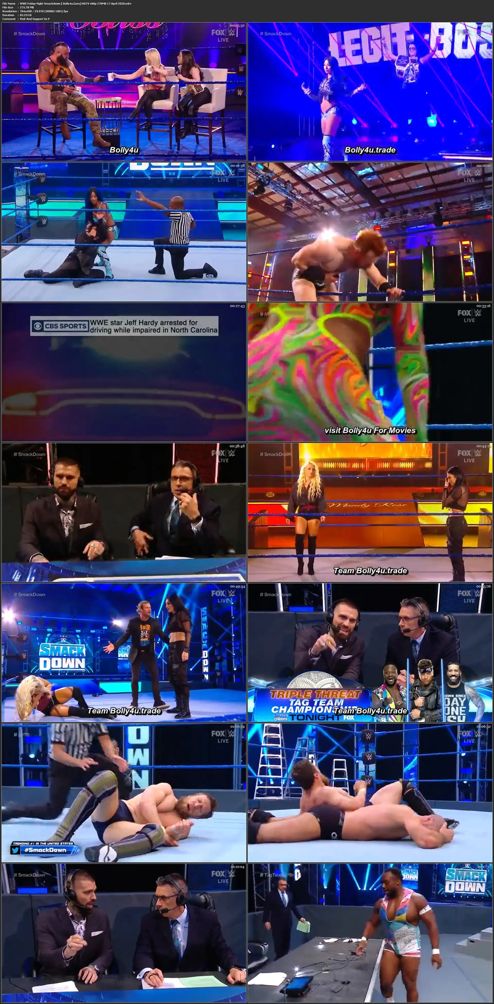 WWE Friday Night Smackdown HDTV 480p 270MB 17 April 2020 Download WWE Friday Night Smackdown HDTV 480p 270MB 17 April 2020 Download